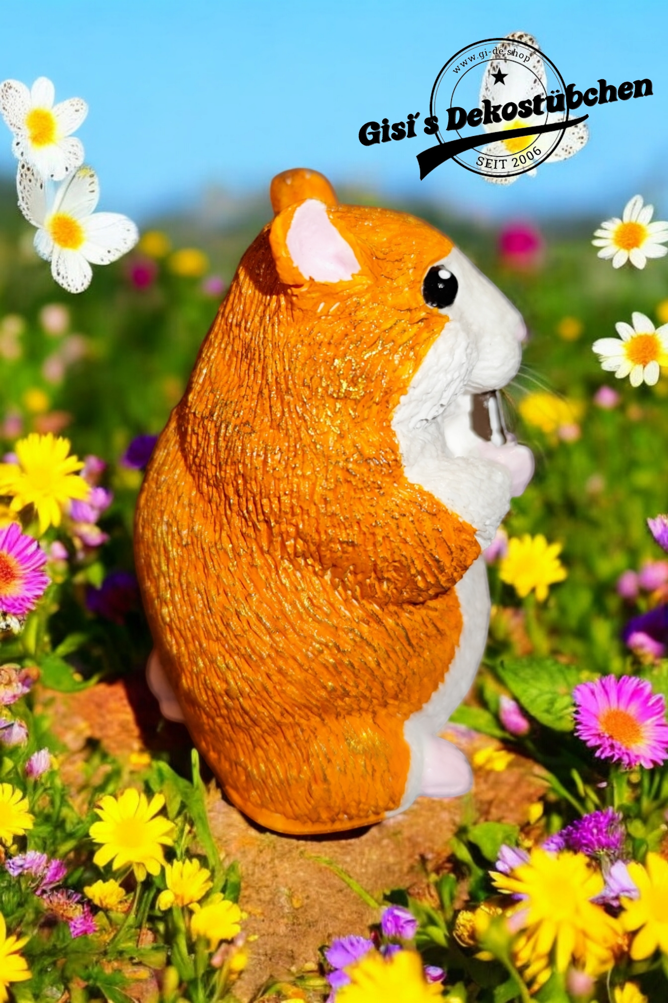 Hamster sculpture, hand-painted, for animal lovers