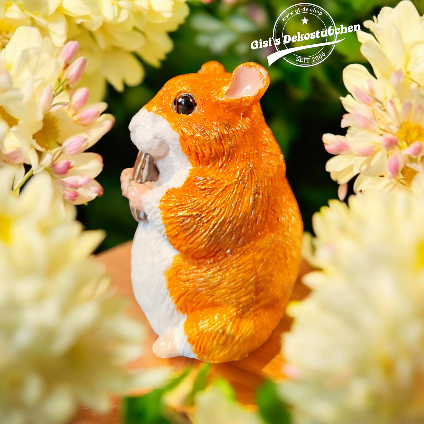 Hamster sculpture, hand-painted, for animal lovers