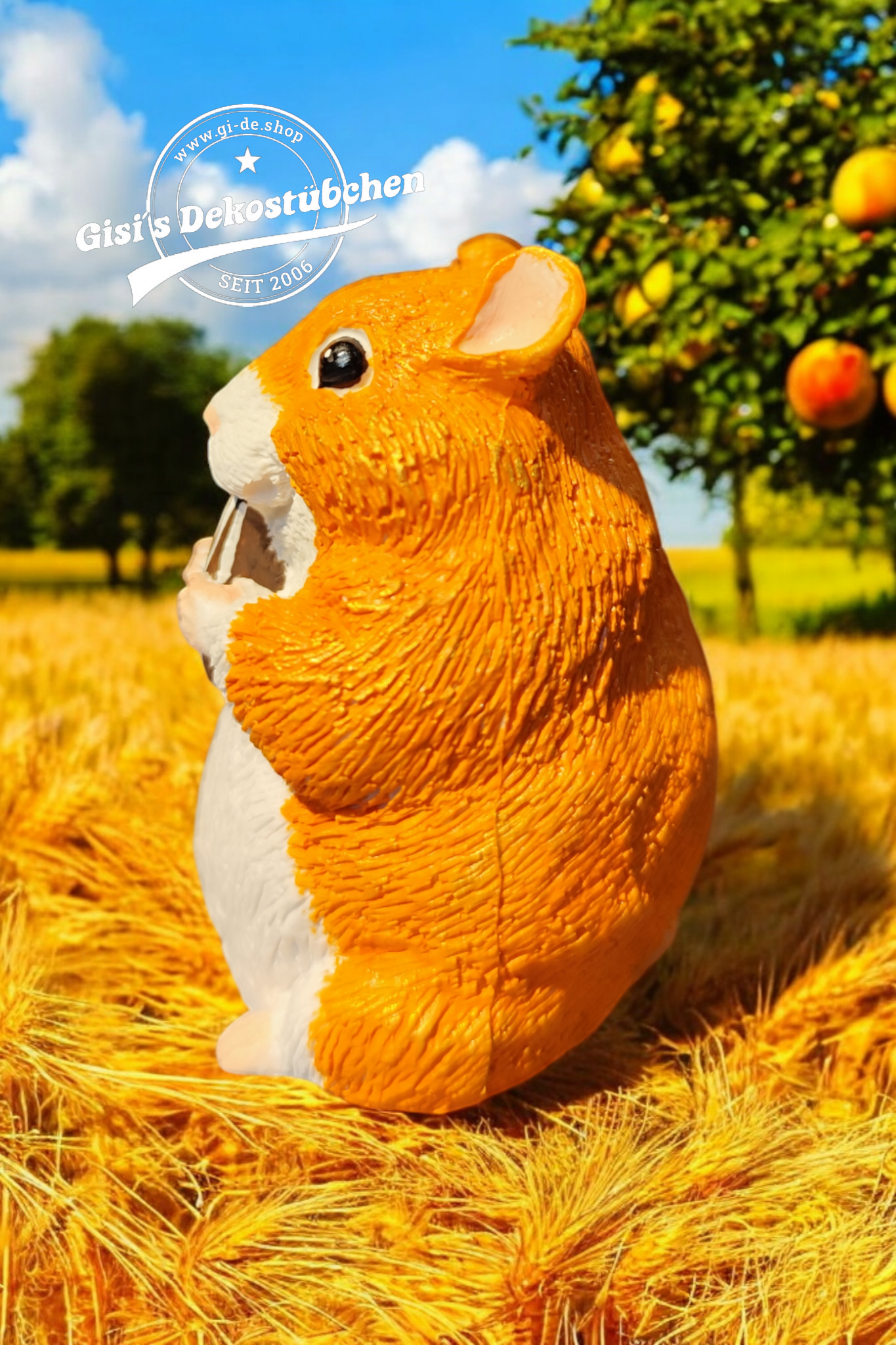 Hamster sculpture, hand-painted, for animal lovers