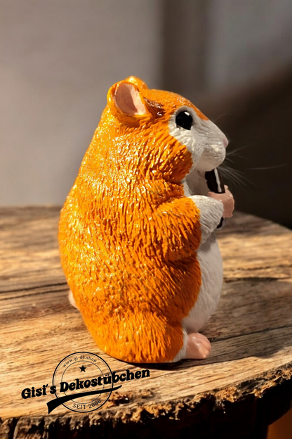 Hamster sculpture, hand-painted, for animal lovers
