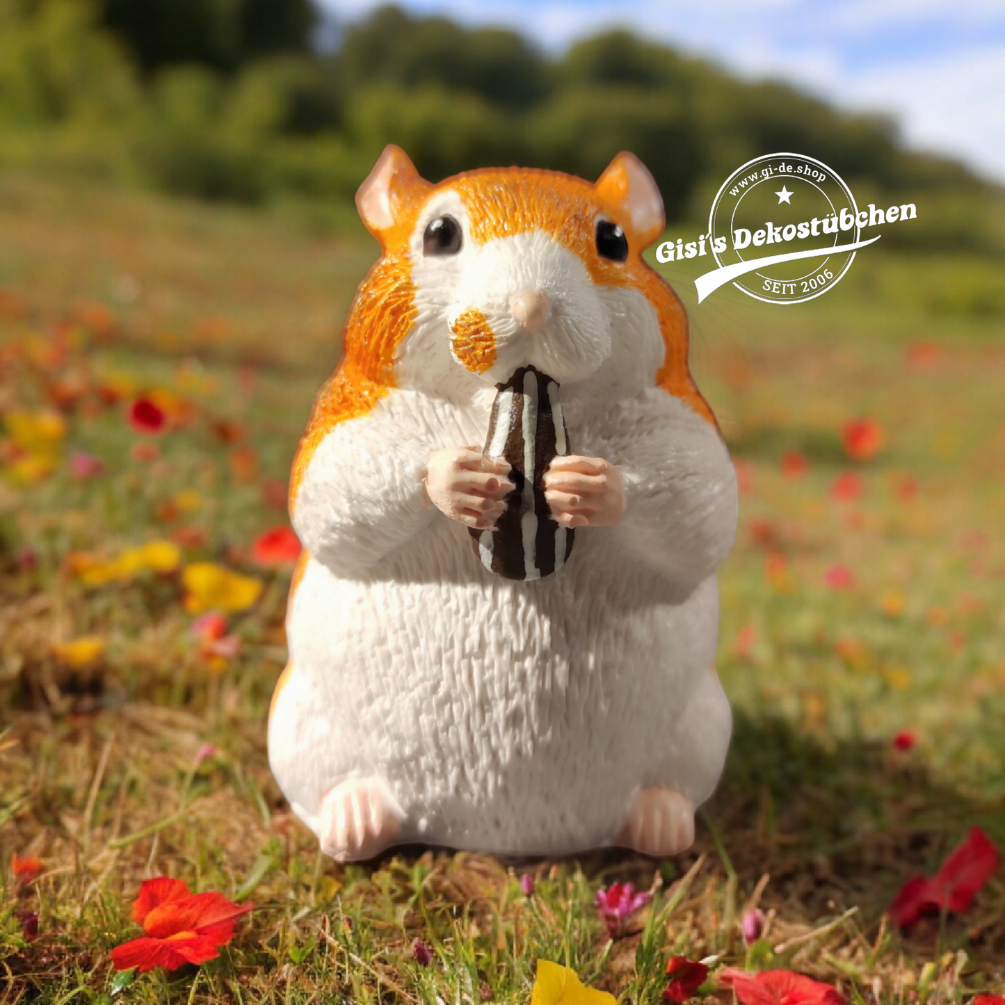 Hamster sculpture, hand-painted, for animal lovers