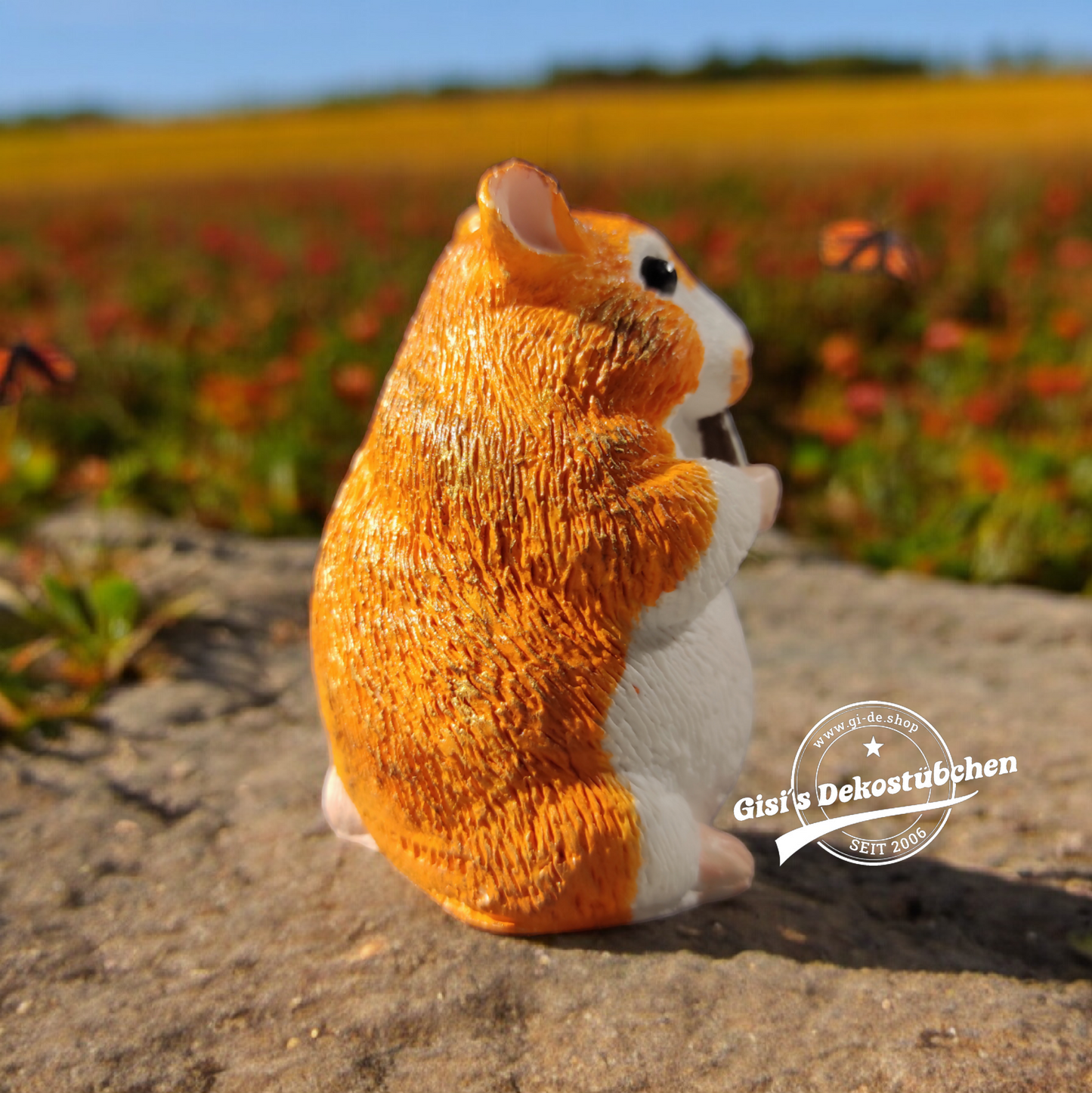 Hamster sculpture, hand-painted, for animal lovers