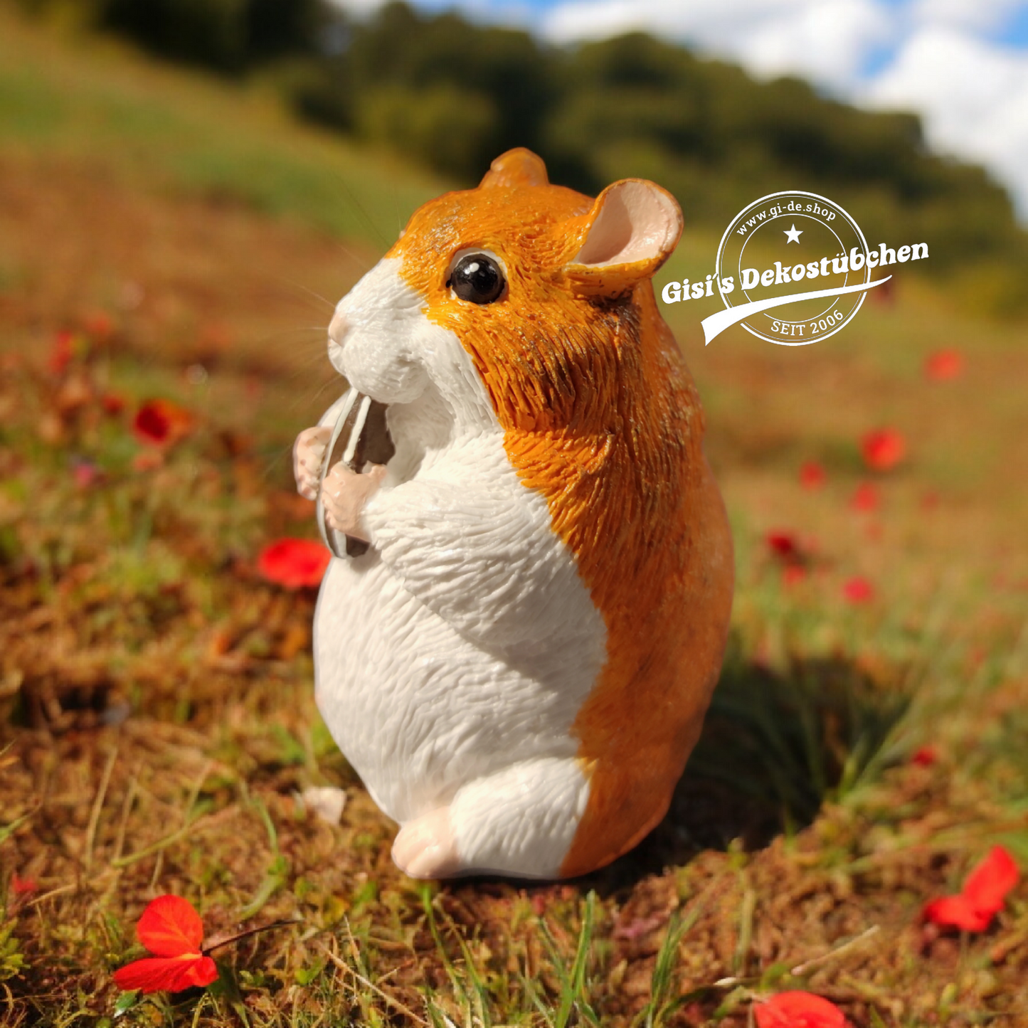 Hamster sculpture, hand-painted, for animal lovers