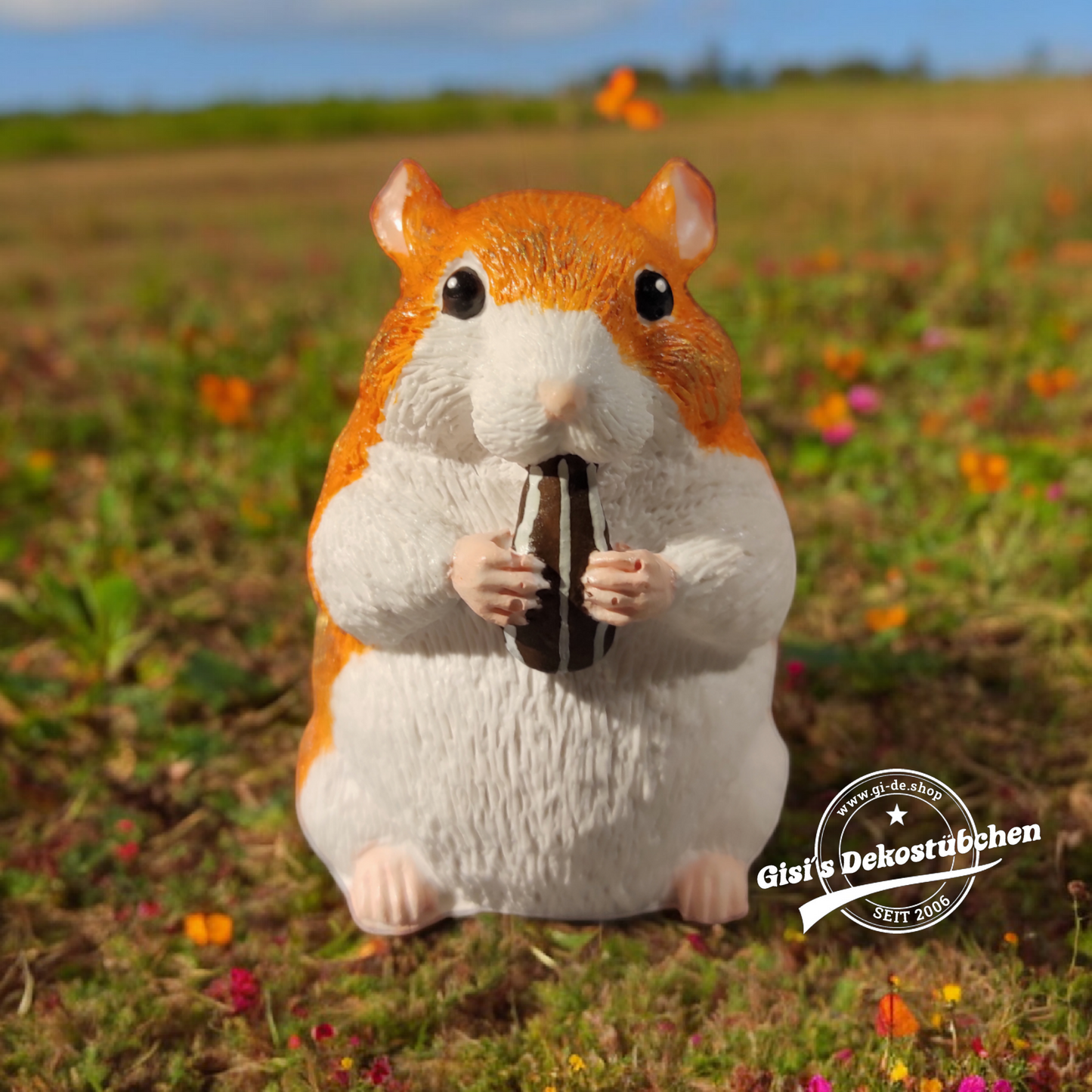 Hamster sculpture, hand-painted, for animal lovers