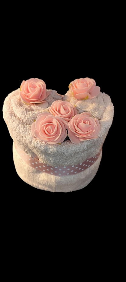 Handtuchtorte - Herzform, Geldgeschenke, Geburtstag, Muttertag