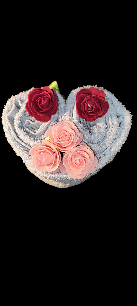 Towel cake - heart shape, money gifts, birthday, Mother's Day 