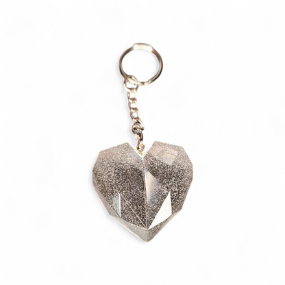 Resin geometric heart keychain