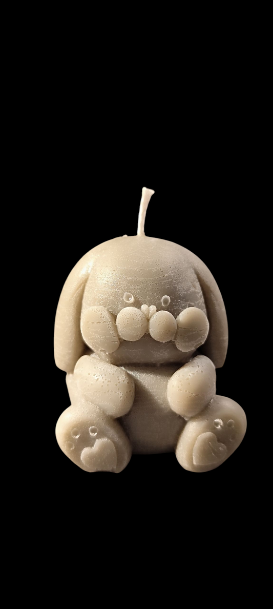 Bunny candle with heart paws – handmade from paraffin wax – 6 × 5.5 × 5 cm