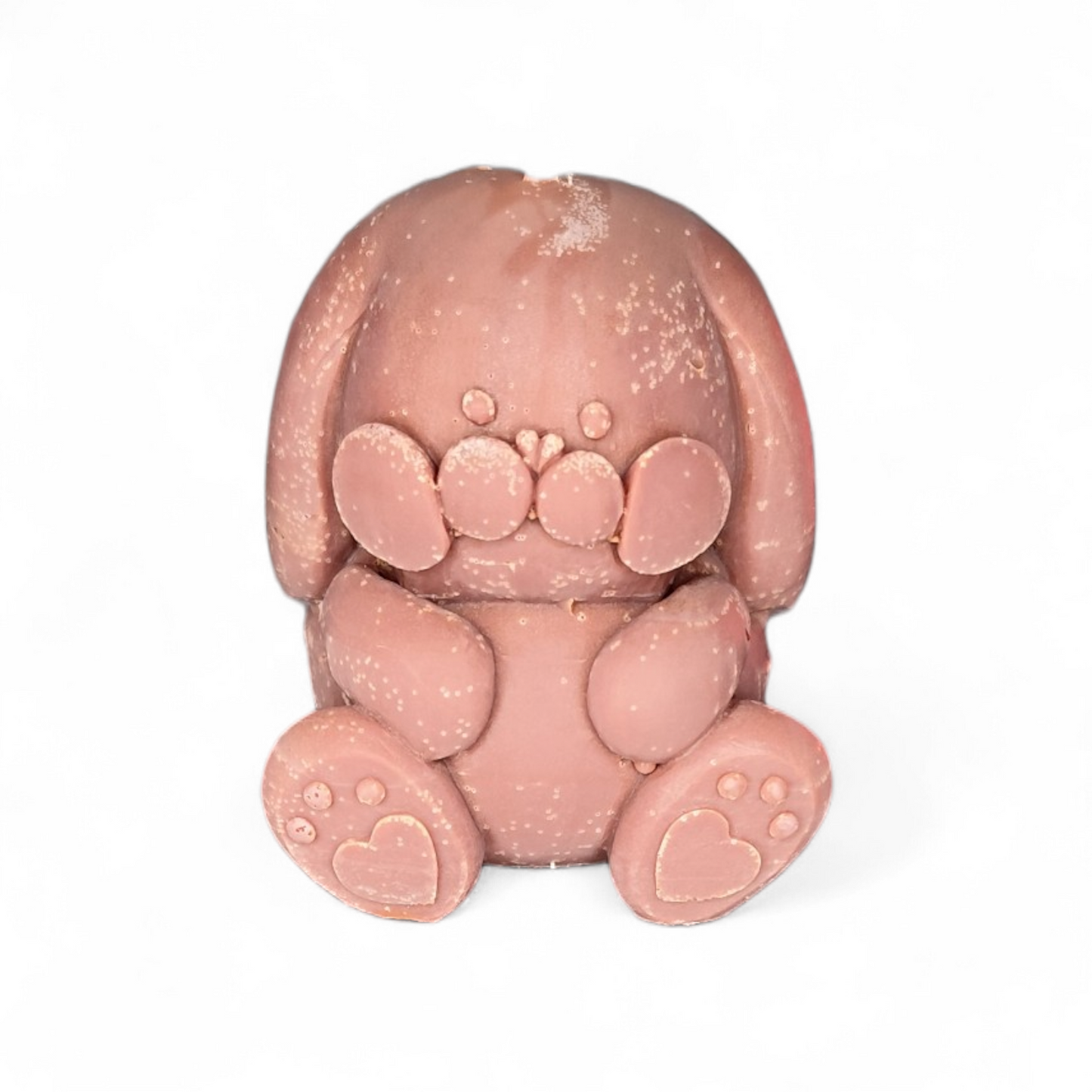 Rabbit candle with heart paws – handmade from soy wax – 6 × 5.5 × 5 cm