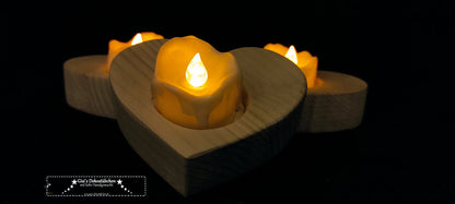 Heart-shaped tealight holder, hand-sawn 