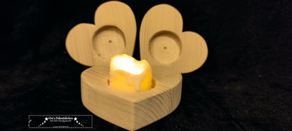Heart-shaped tealight holder, hand-sawn 