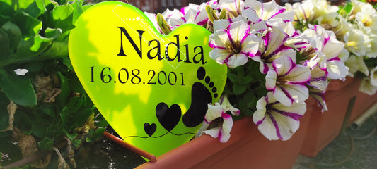 Heart Name Date yellow blue red Baby