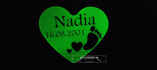 Heart Name Date yellow blue red Baby