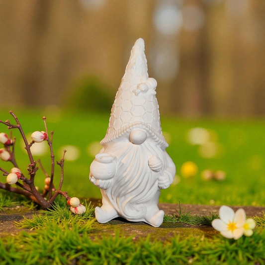 Ceramic gnome with bee and honey
