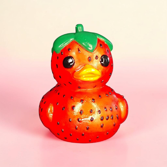 Ceramic Strawberry Duck Hand-painted – Summer Decoration Figurine