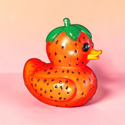 Ceramic Strawberry Duck Hand-painted – Summer Decoration Figurine