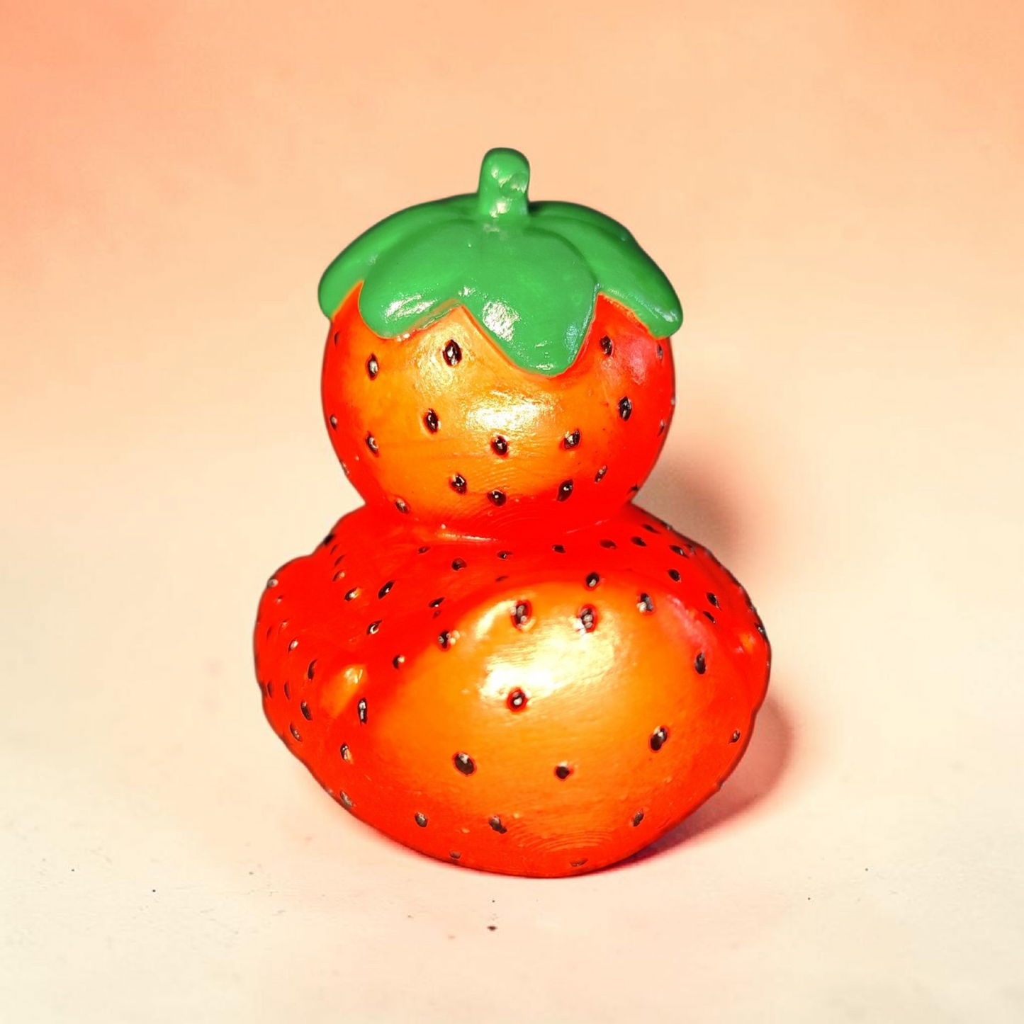 Ceramic Strawberry Duck Hand-painted – Summer Decoration Figurine