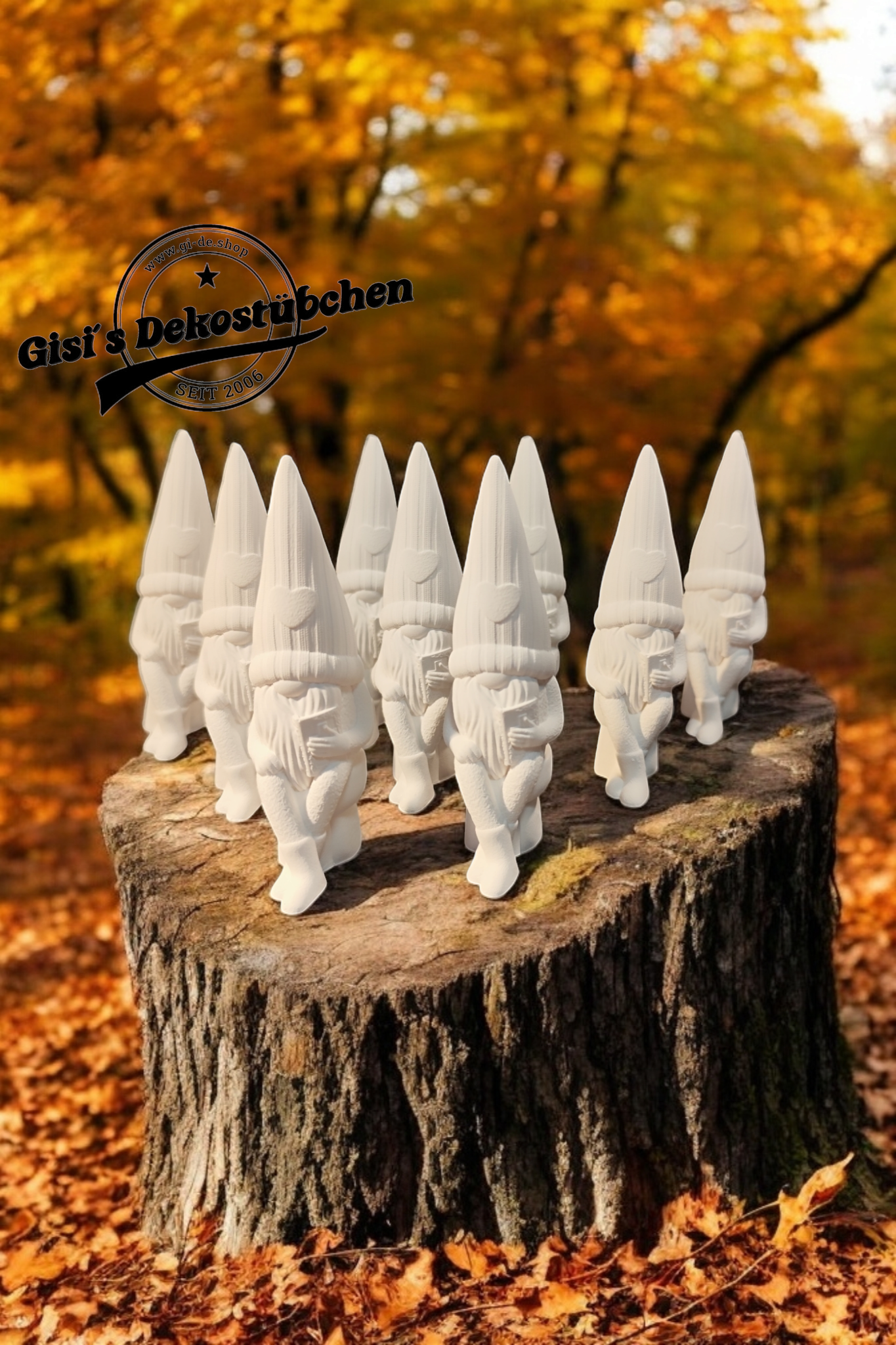 Ceramic gnome No. 1 sitting with heart