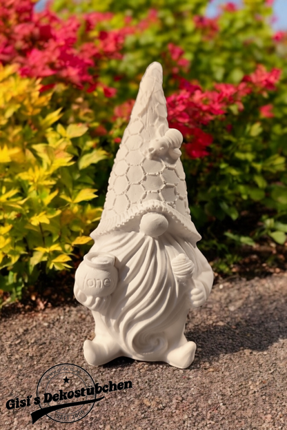 Ceramic gnome with bee and honey
