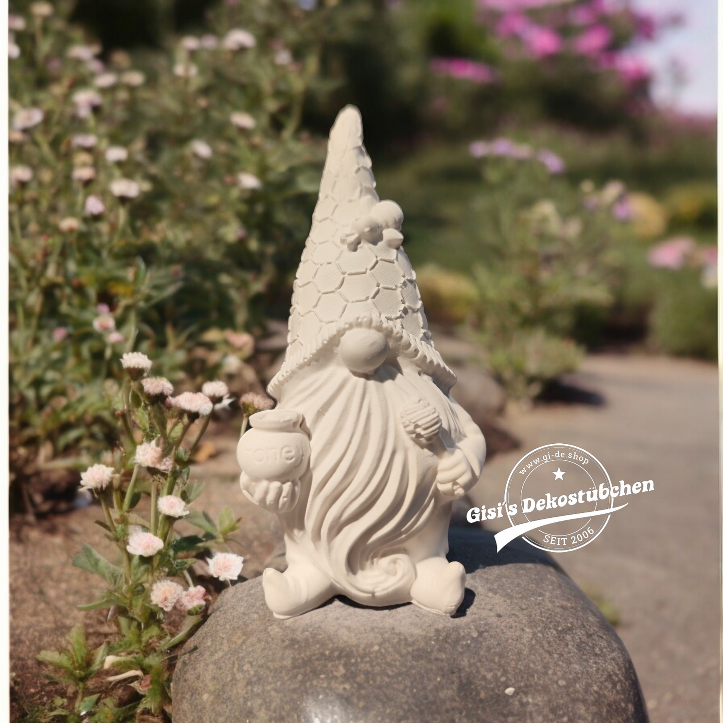 Ceramic gnome with bee and honey