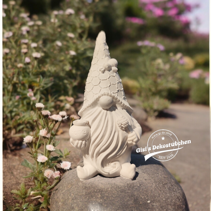 Ceramic gnome with bee and honey