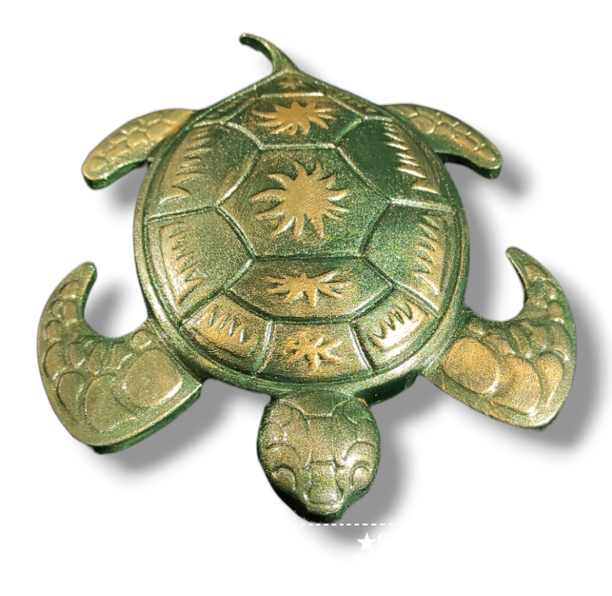 Ceramic turtle in green and gold