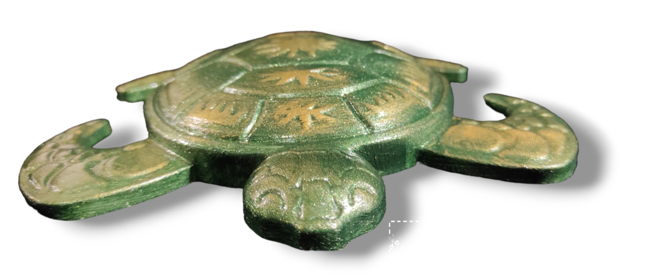 Ceramic turtle in green and gold