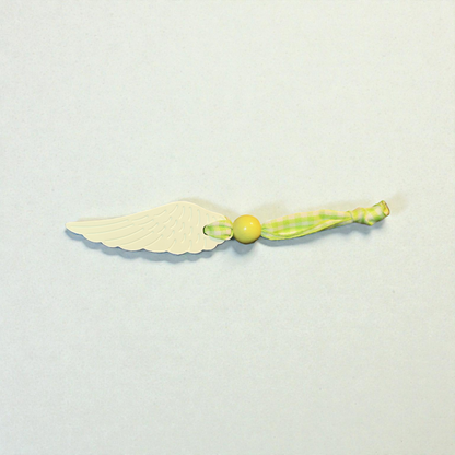 Ceramic feather pendant in pastel shades – hand-cast with wooden bead &amp; ribbon | Guardian angel decoration