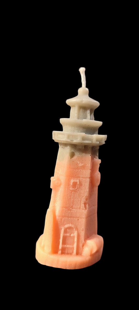 Small square lighthouse candle – maritime decoration made of paraffin wax – approx. 9 cm high, 4 cm Ø – desired color