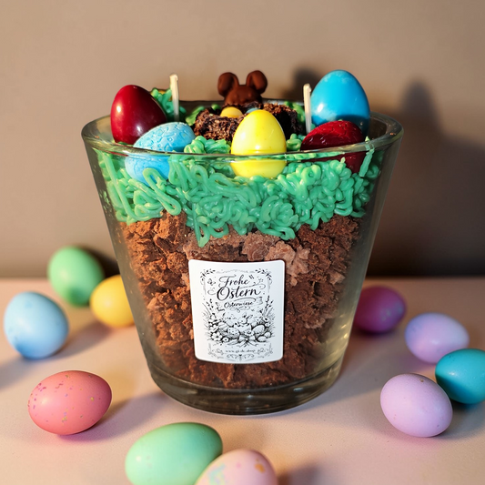 "Happy Easter - Easter Meadow" candle made from soy wax | Spring candle with long burning time