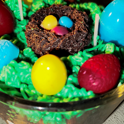 "Happy Easter - Easter Meadow" candle made from soy wax | Spring candle with long burning time