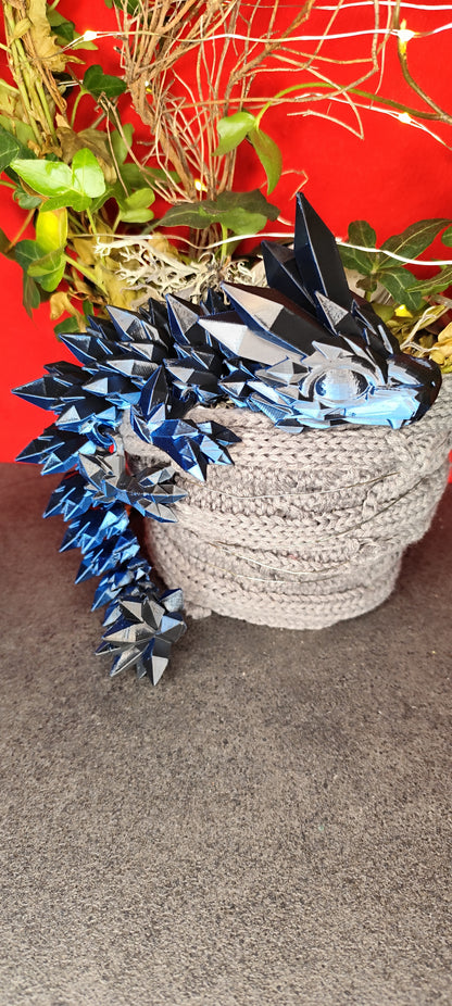 Crystal Dragon 3D Printed – Flexible Dragon 27 cm – PLA – 28 Colors – Fantasy Decoration