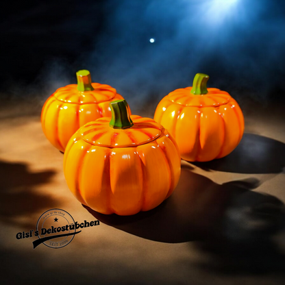 Pumpkin tin with lid ceramic Halloween