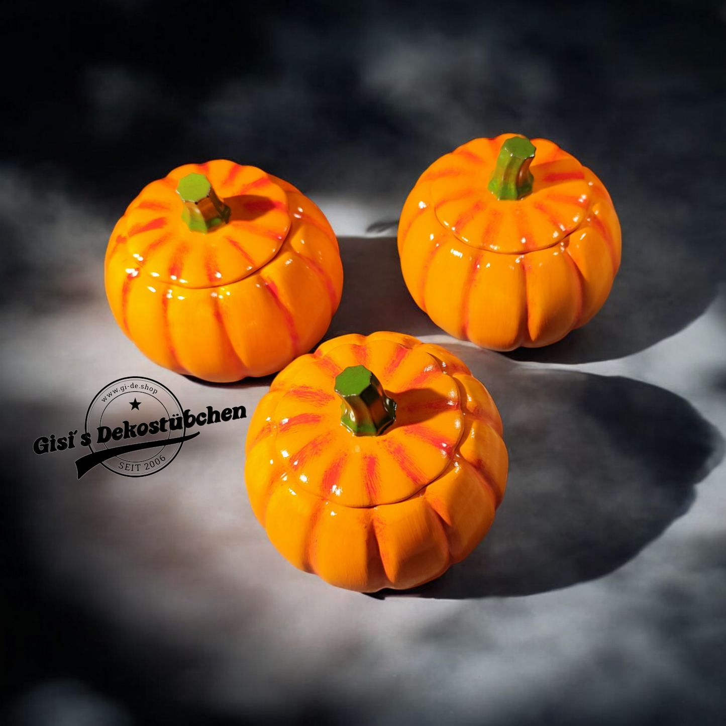 Pumpkin tin with lid ceramic Halloween
