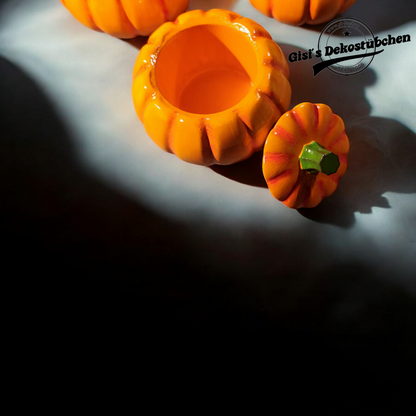 Pumpkin tin with lid ceramic Halloween