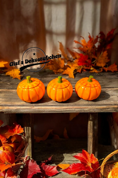 Pumpkin tin with lid ceramic Halloween