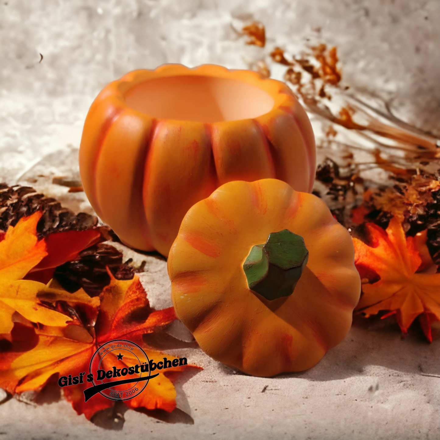 Pumpkin tin with lid ceramic Halloween