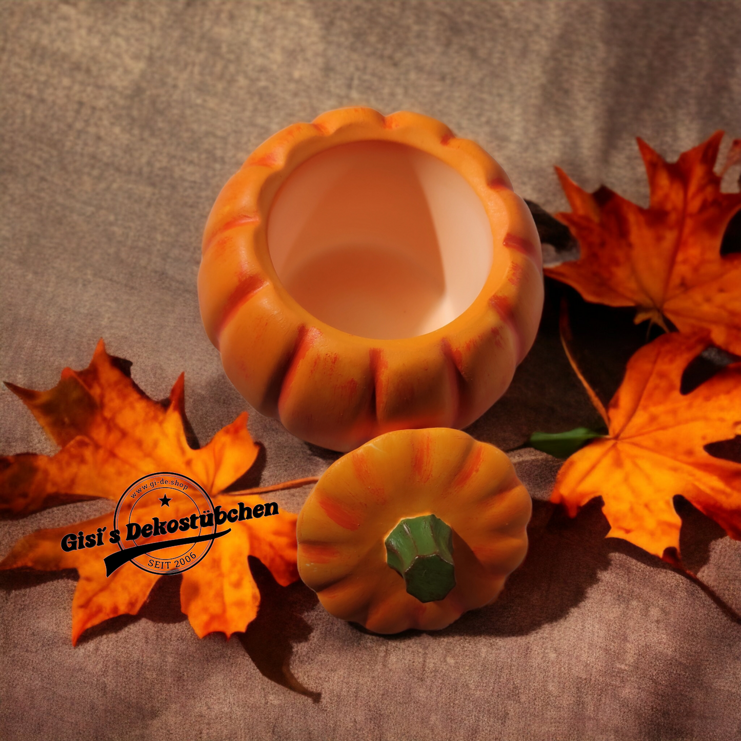 Pumpkin tin with lid ceramic Halloween