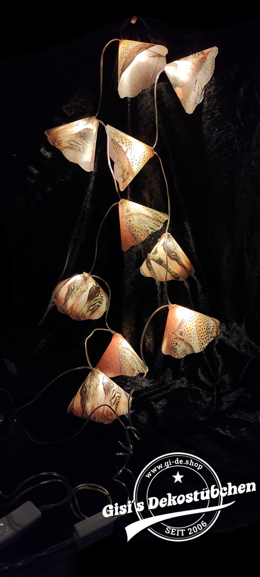Lamp with string lights African animals Zebras, Cheetahs with LEDs
