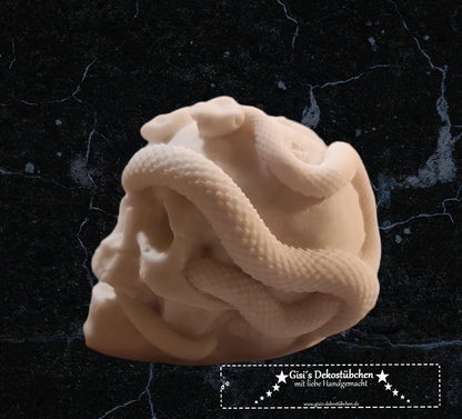 Mini ceramic skull with snakes