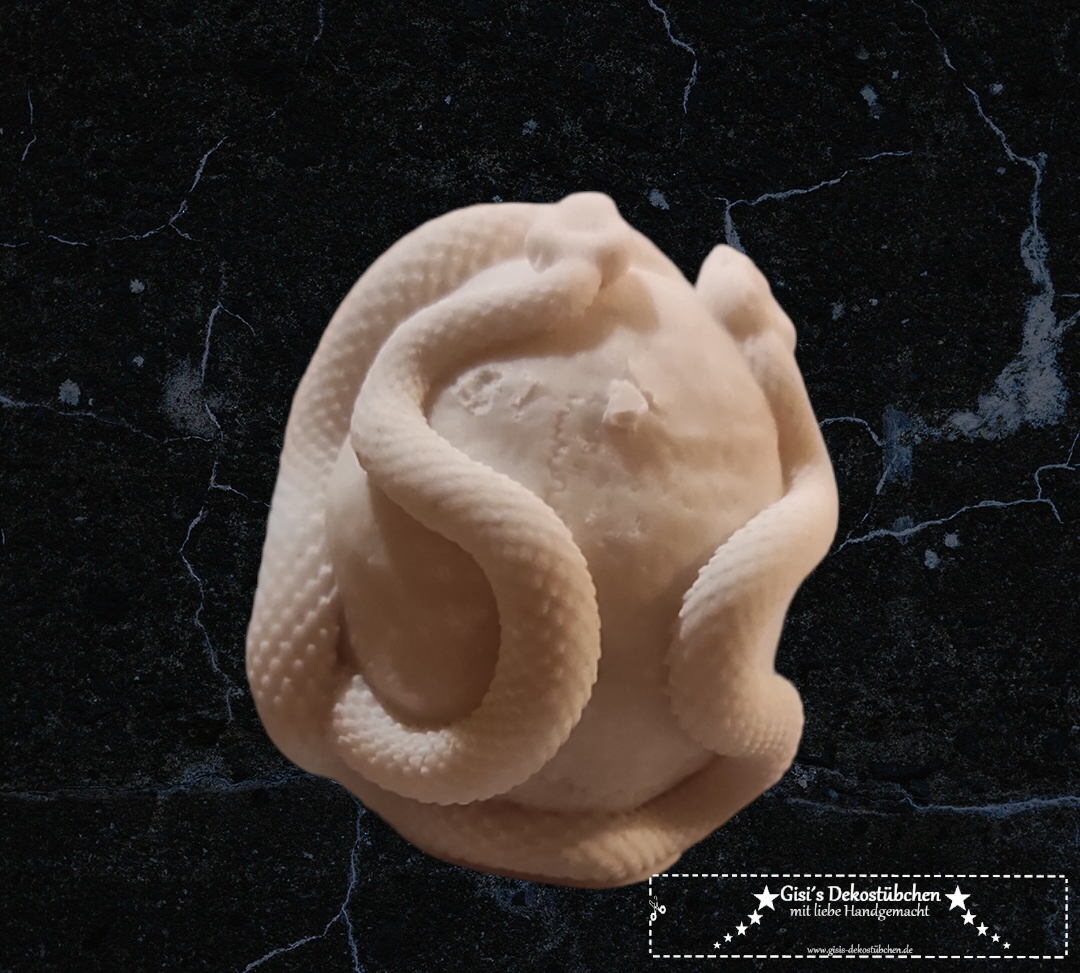 Mini ceramic skull with snakes