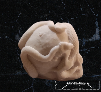 Mini ceramic skull with snakes