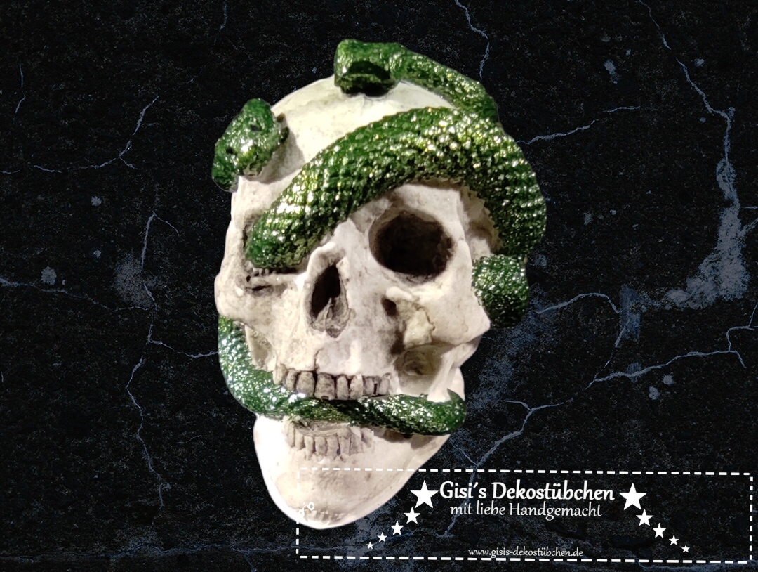 Mini ceramic skull snake