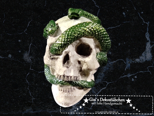 Mini ceramic skull snake