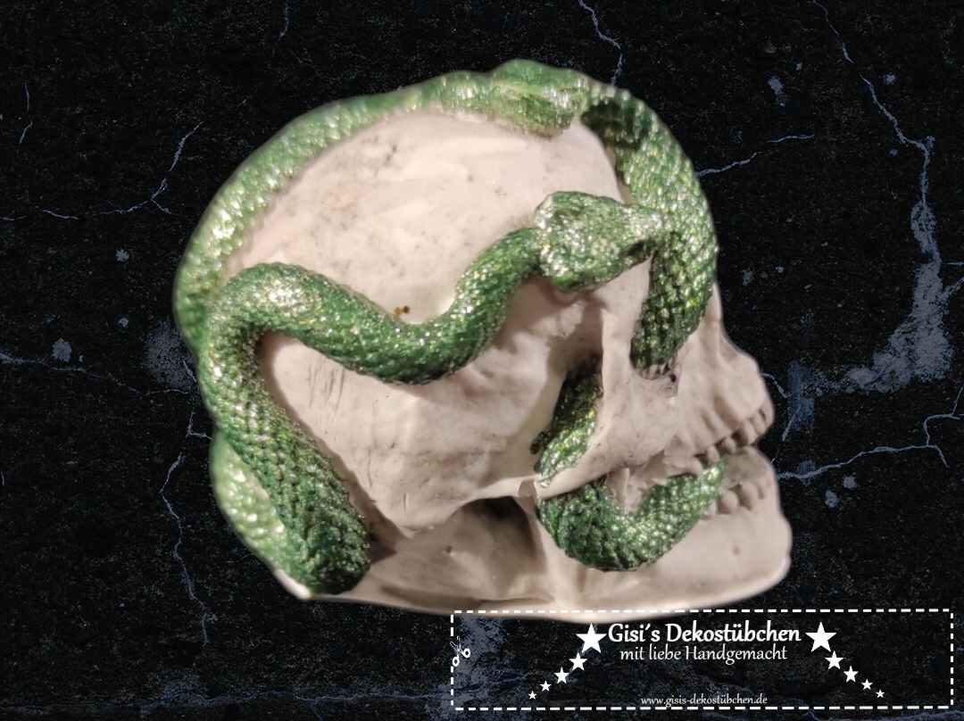Mini ceramic skull snake