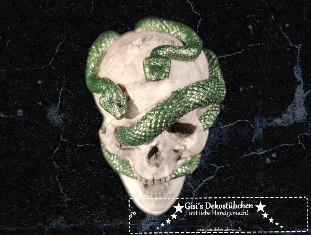 Mini ceramic skull snake