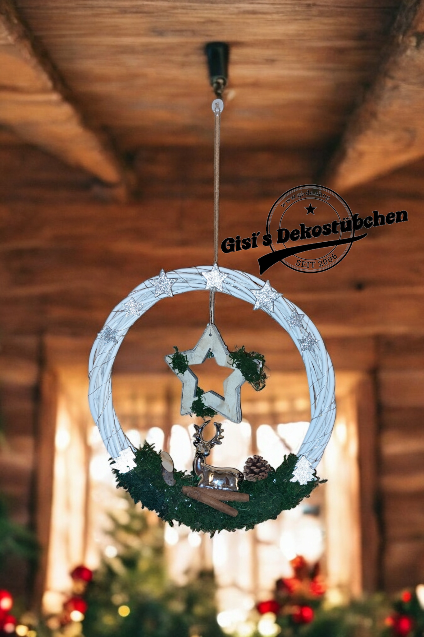 Winter wreath with timer, LED design, "Winter Splendor", reusable, gift idea