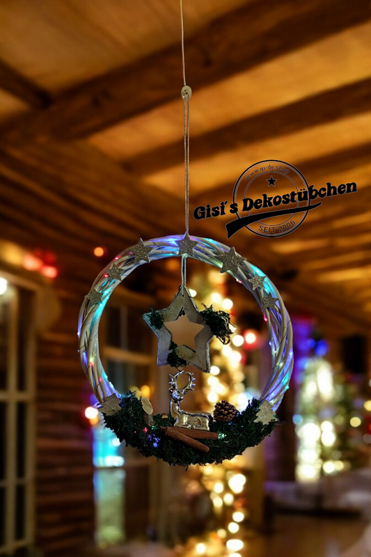 Winter wreath with timer, LED design, "Winter Splendor", reusable, gift idea