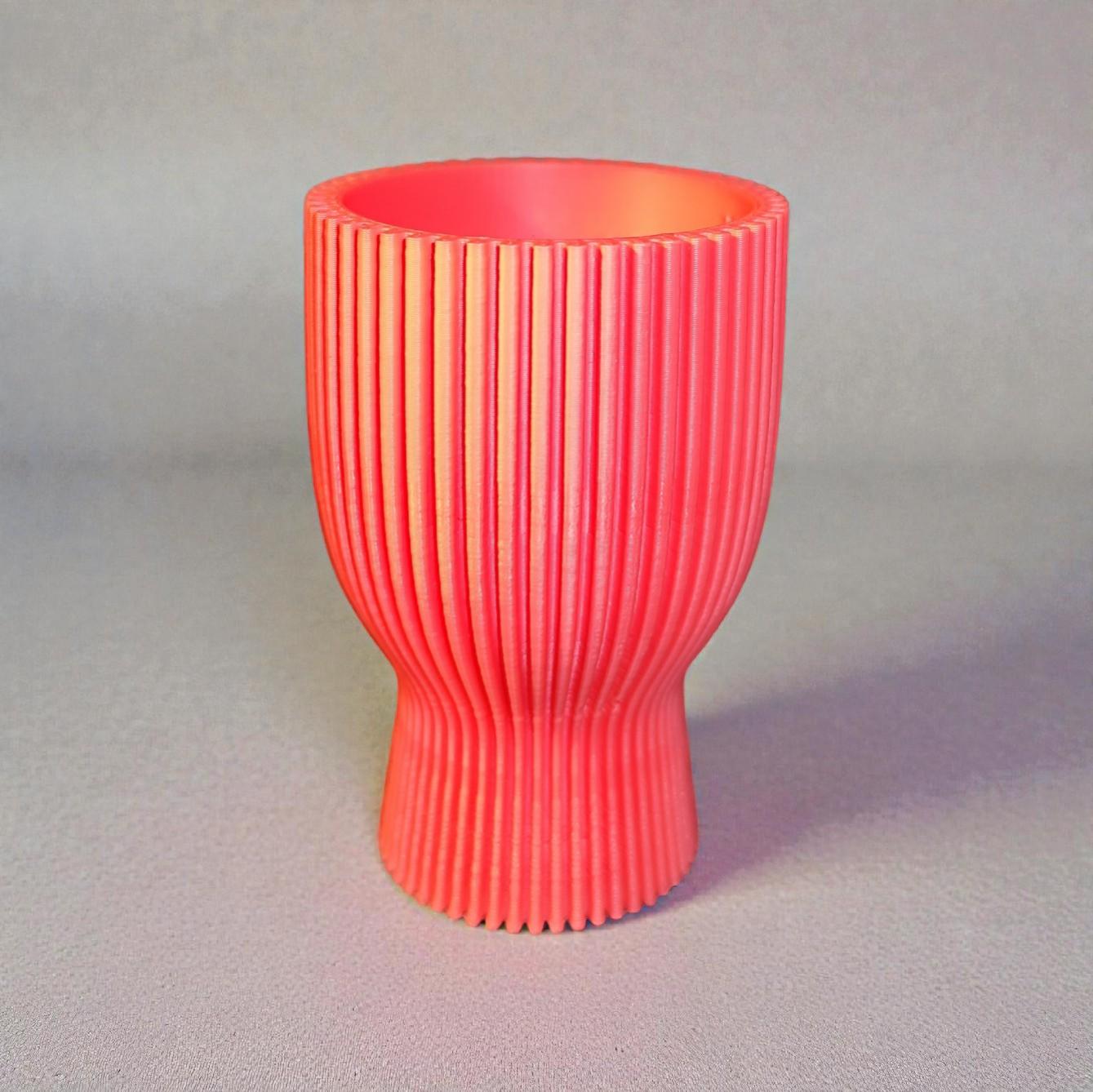 Modern ribbed egg cup made using 3D printing – matching the ribbed bunnies