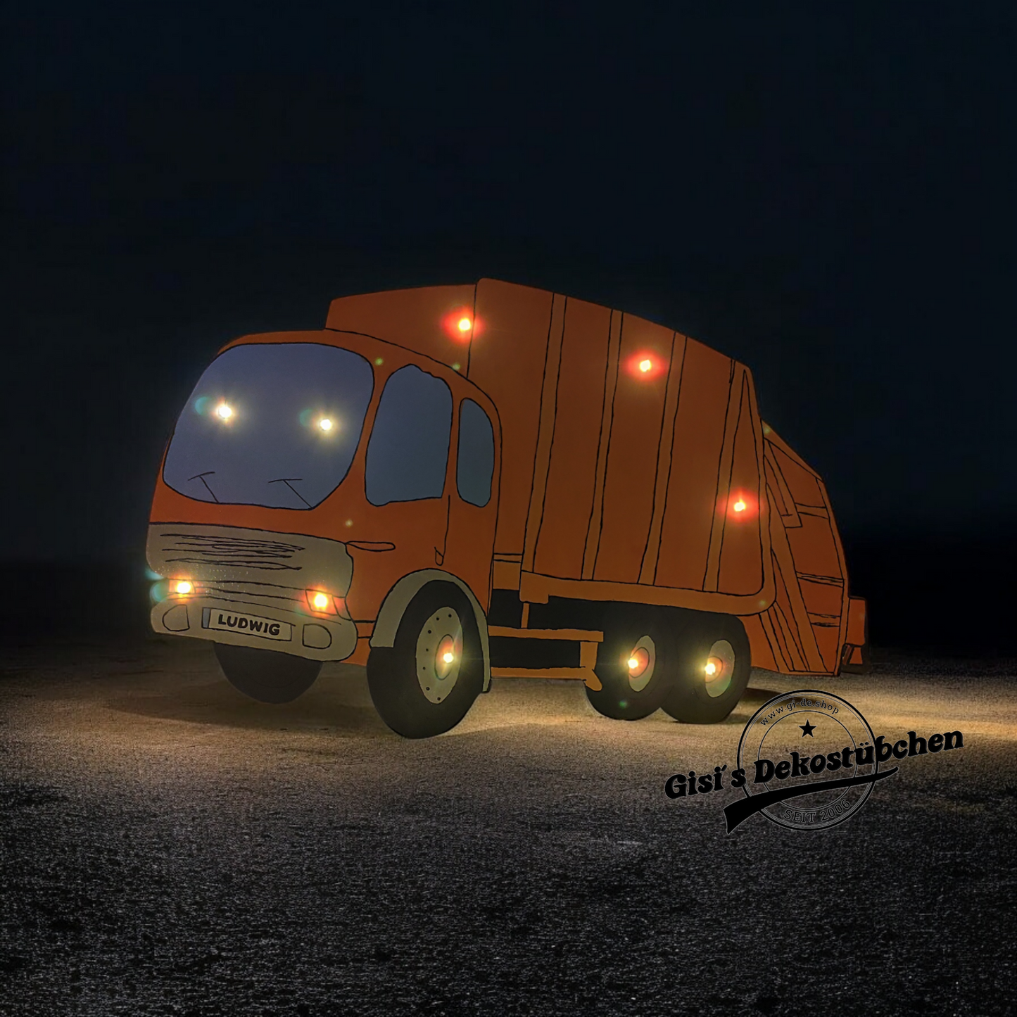 Garbage truck night light with name on the license plate with LED 